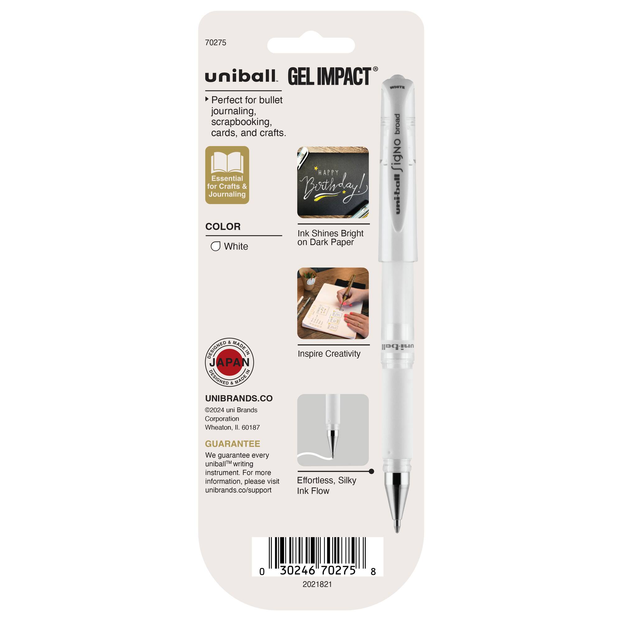 uniball™ GEL IMPACT 1mm White Gel Pens, 3ct.
